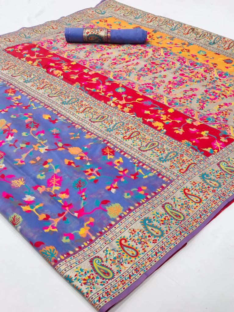 Pleasant Light Blue Banarasi Silk Saree With Inspiring Blouse Piece
