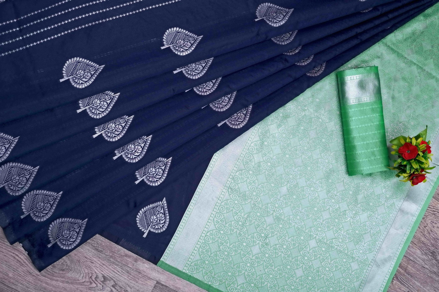 Pretty Blue Soft Banarasi Silk Saree With Glorious Blouse Piece