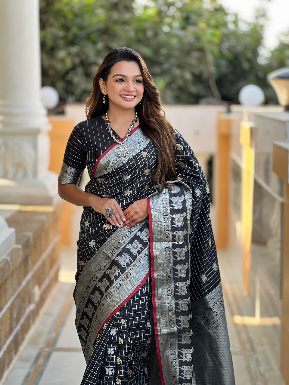 Moiety Black Soft Silk Saree With Marvellous Blouse Piece