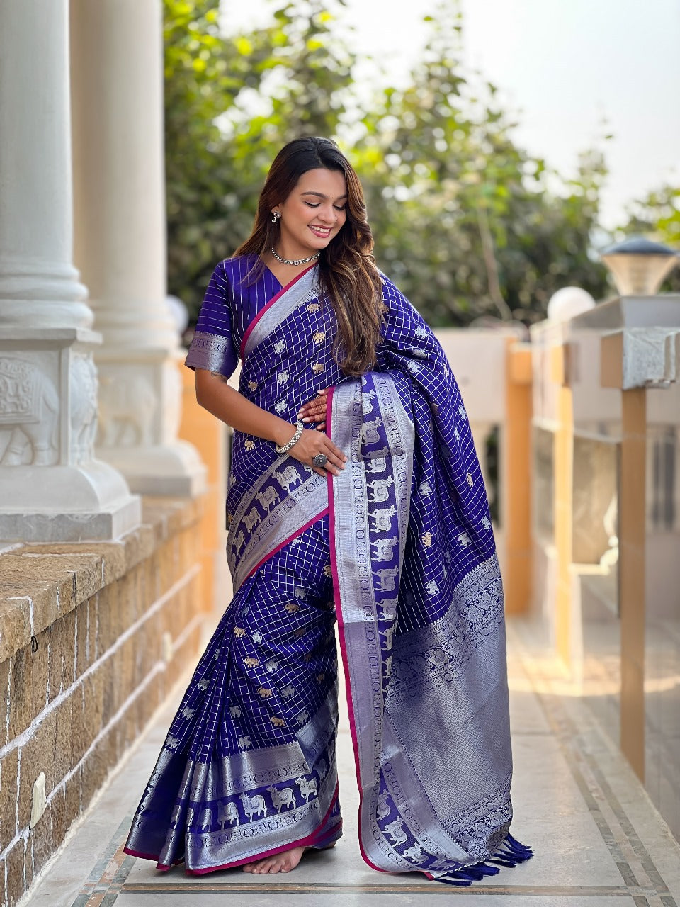 Effervescent Royal Blue Soft Silk Saree With Lovely Blouse Piece