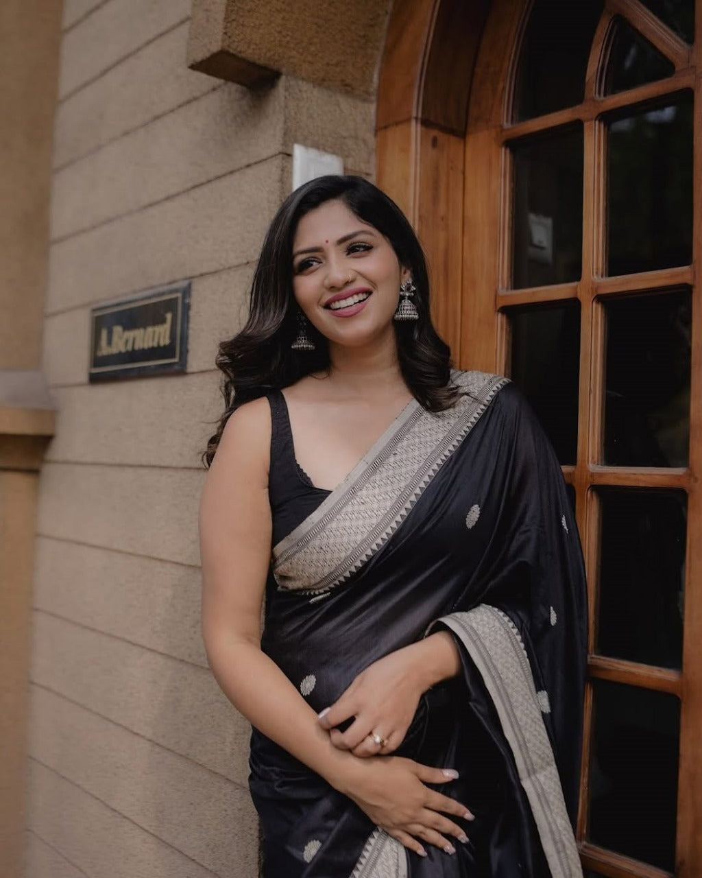 Unique Black Soft Banarasi Silk Saree With Jazzy Blouse Piece