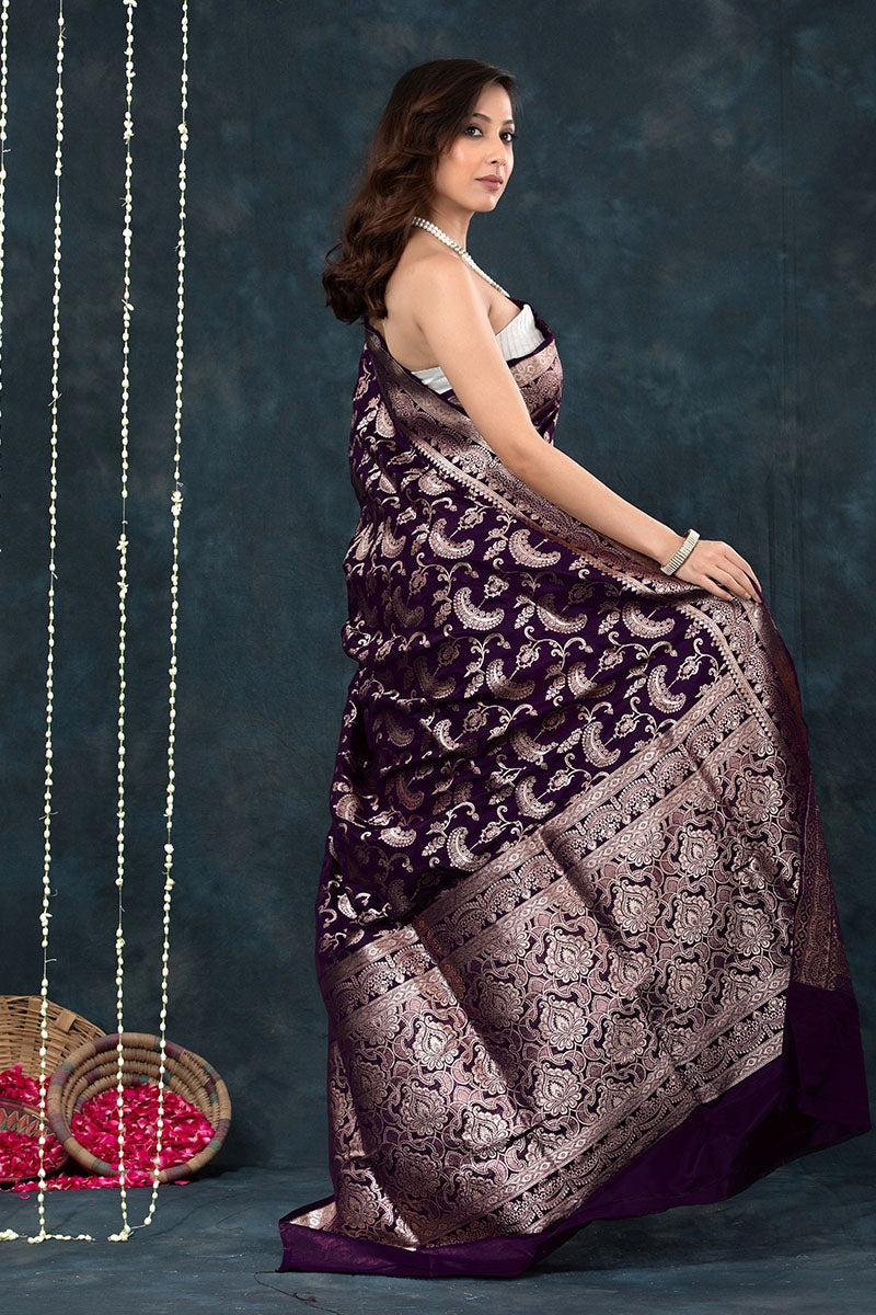 Designer Purple Soft Silk Saree With Stylish Blouse Piece
