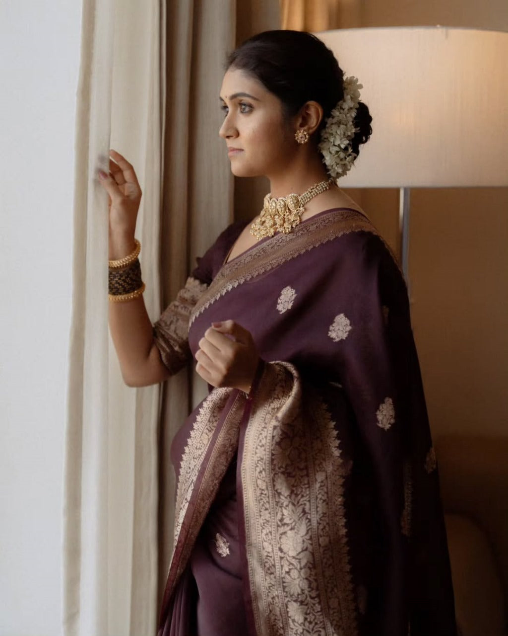 Beautiful Wine Soft Silk Saree With Sizzling Blouse Piece
