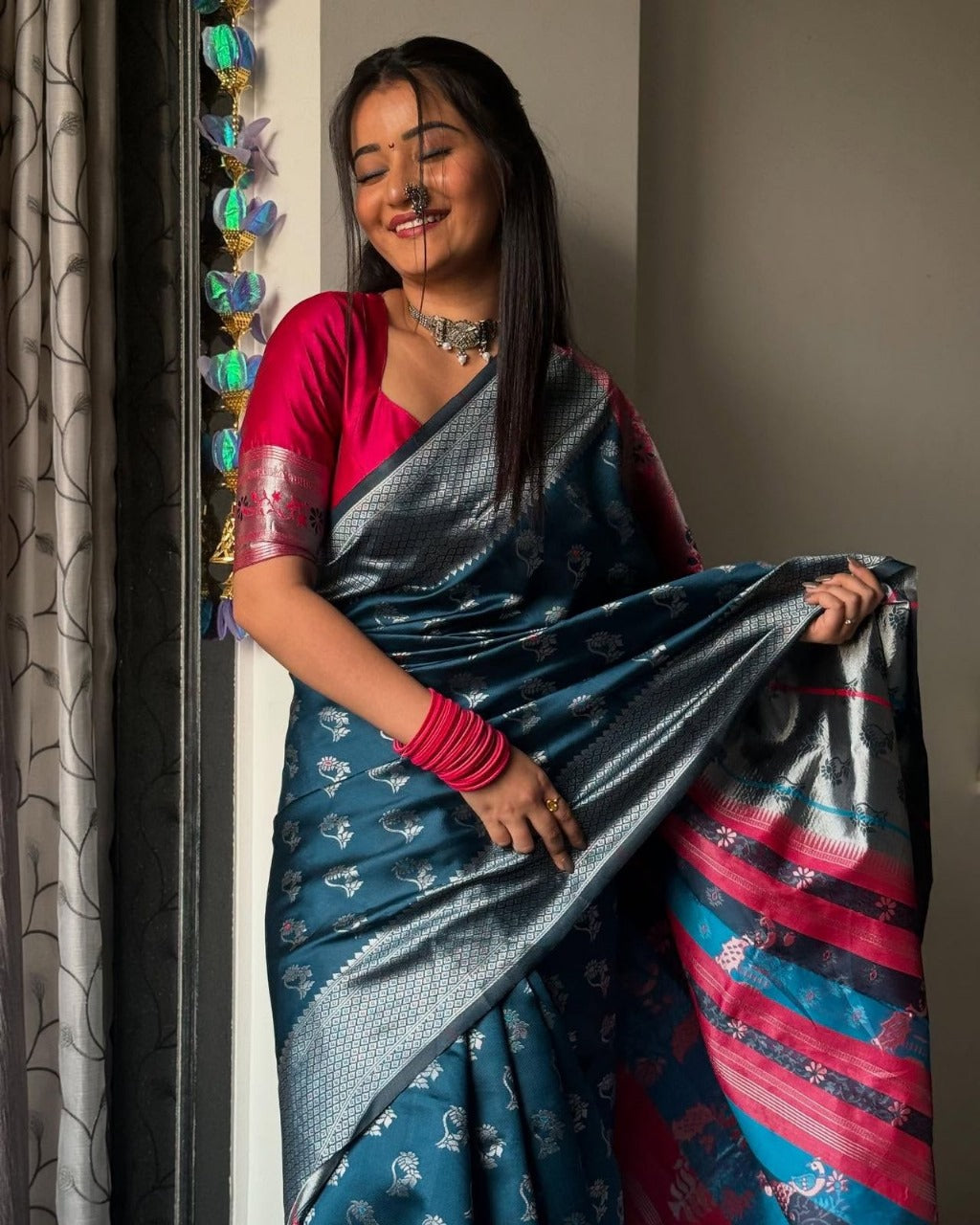 Wonderful Teal Blue Soft Silk Saree With Luminous Blouse Piece