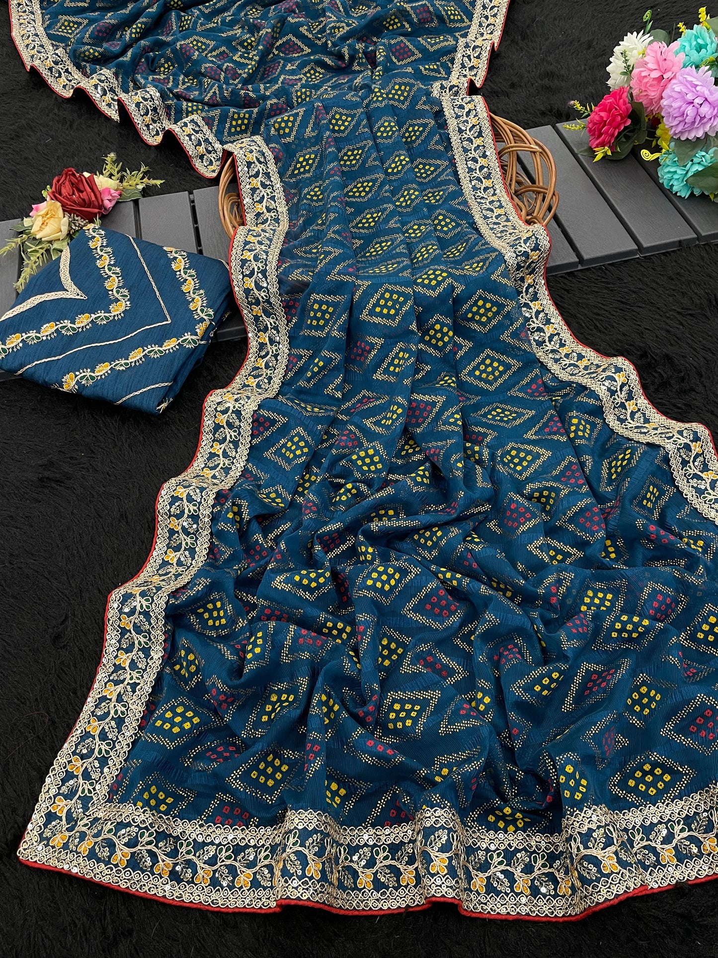 Unequalled Rama Cotton Silk Saree With Prettiest Blouse Piece