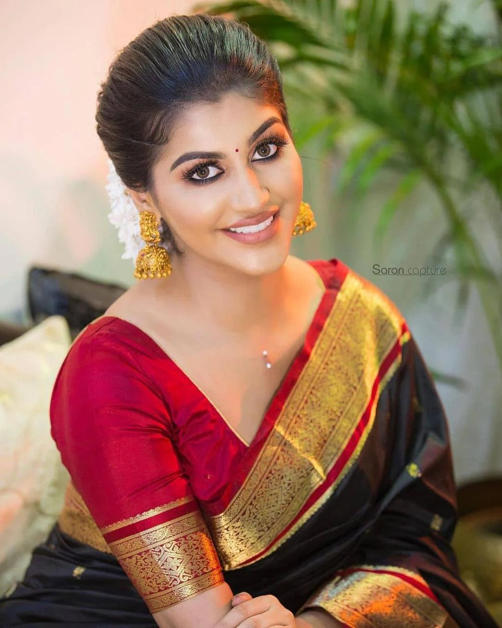 Impressive Black Soft Banarasi Silk Saree With Fairytale Blouse Piece