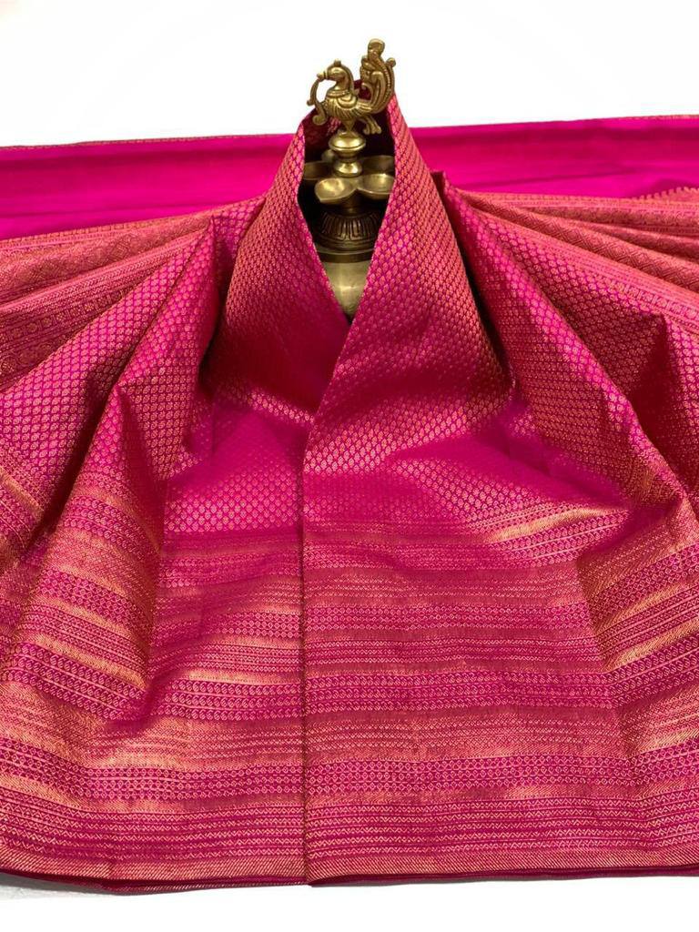 Outstanding Dark Pink Soft Silk Saree With Ethereal Blouse Piece