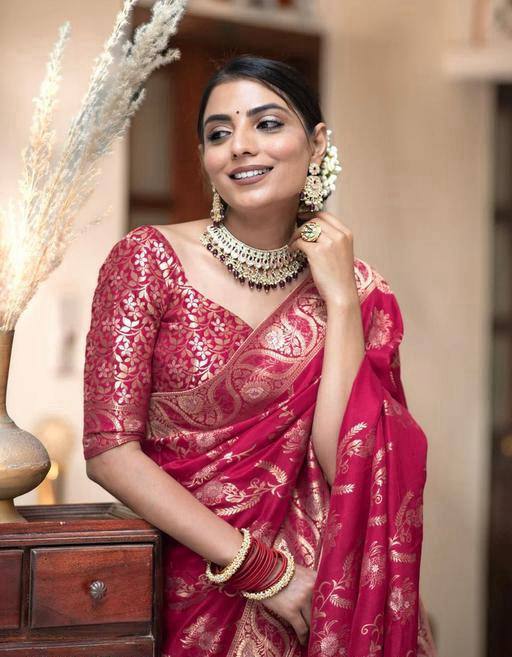 Radiant Dark Pink Soft Silk Saree With Nectarous Blouse Piece