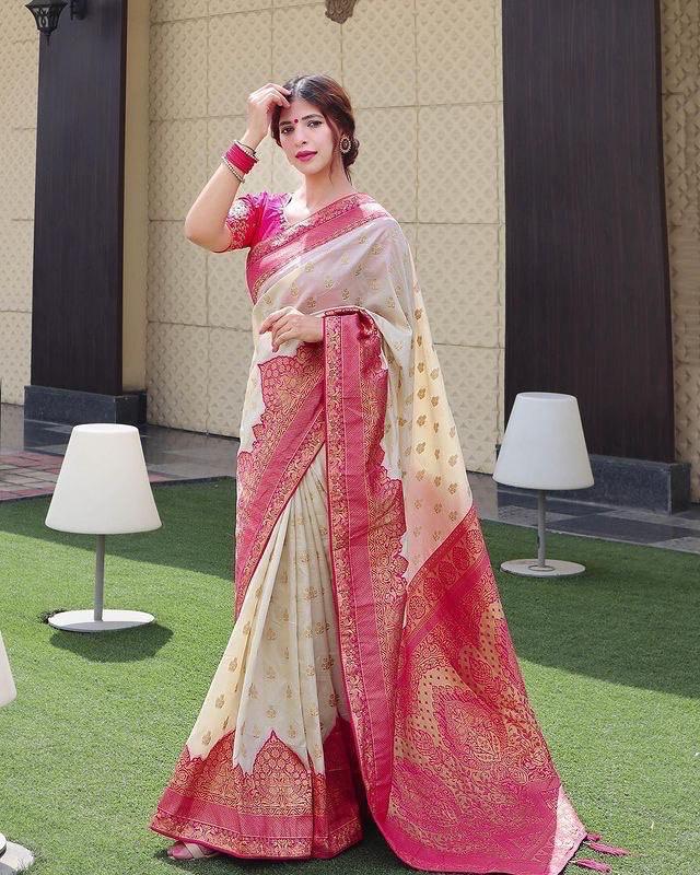 Designer Beige Soft Silk Saree With Divine Blouse Piece 0 Reviews