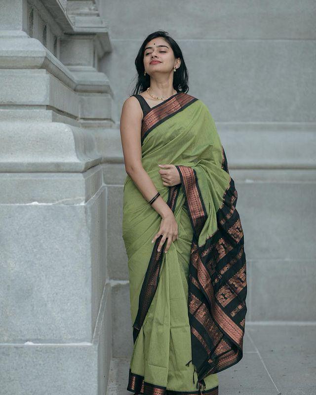 Invaluable Pista Soft Silk Saree With Divine Blouse Piece 0 Reviews