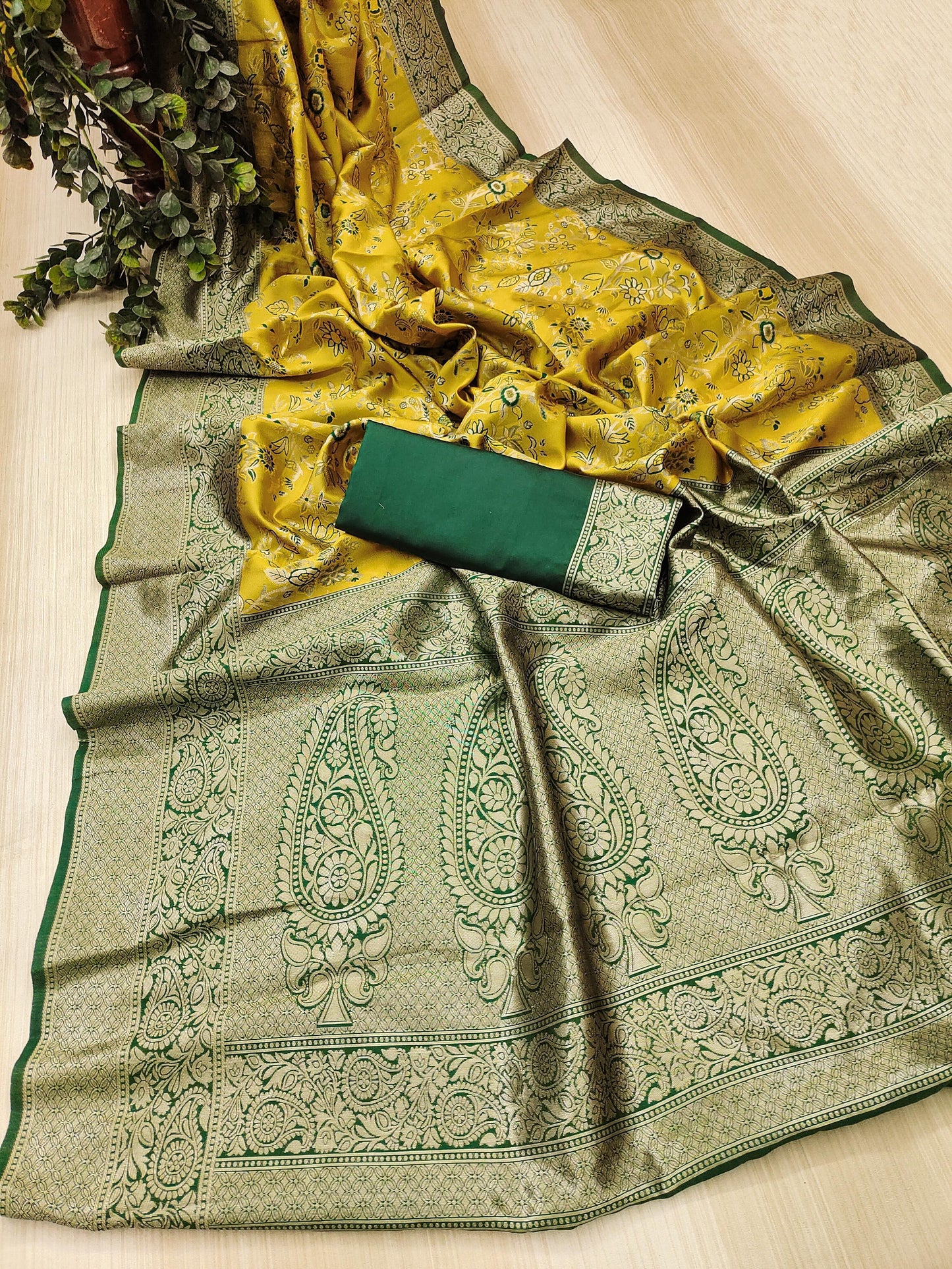 Flattering Yellow Soft Silk Saree With Cynosure Blouse Piece
