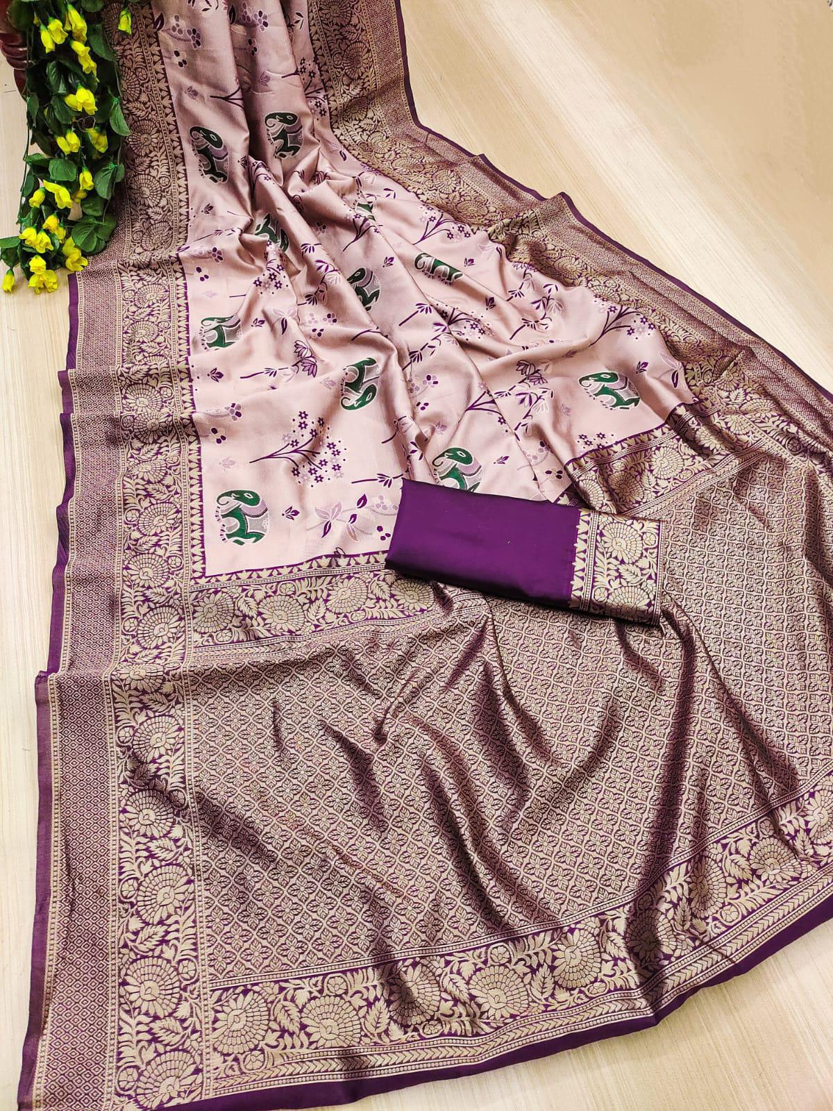 Snappy Lavender Soft Silk Saree With Preferable Blouse Piece