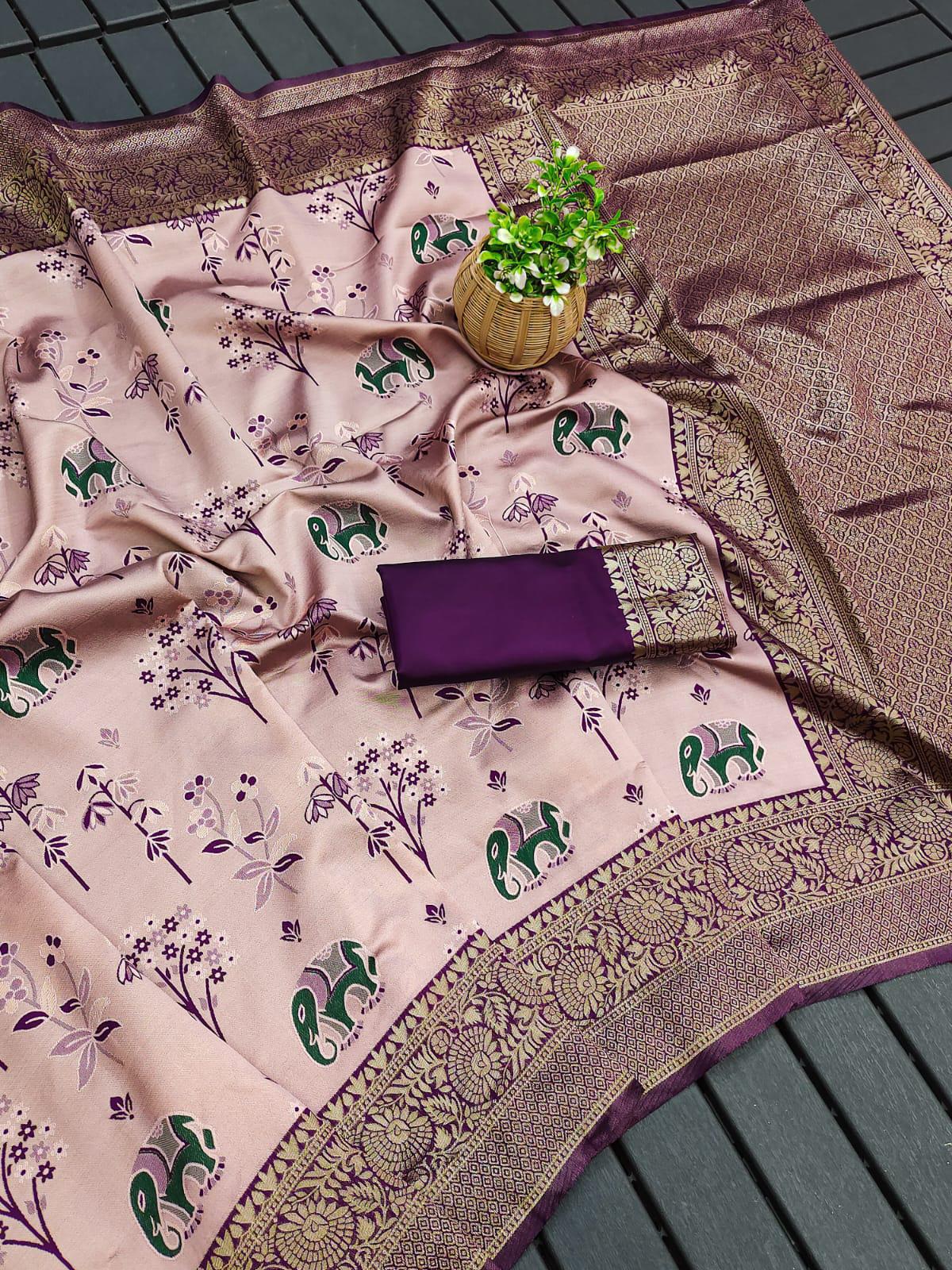 Snappy Lavender Soft Silk Saree With Preferable Blouse Piece