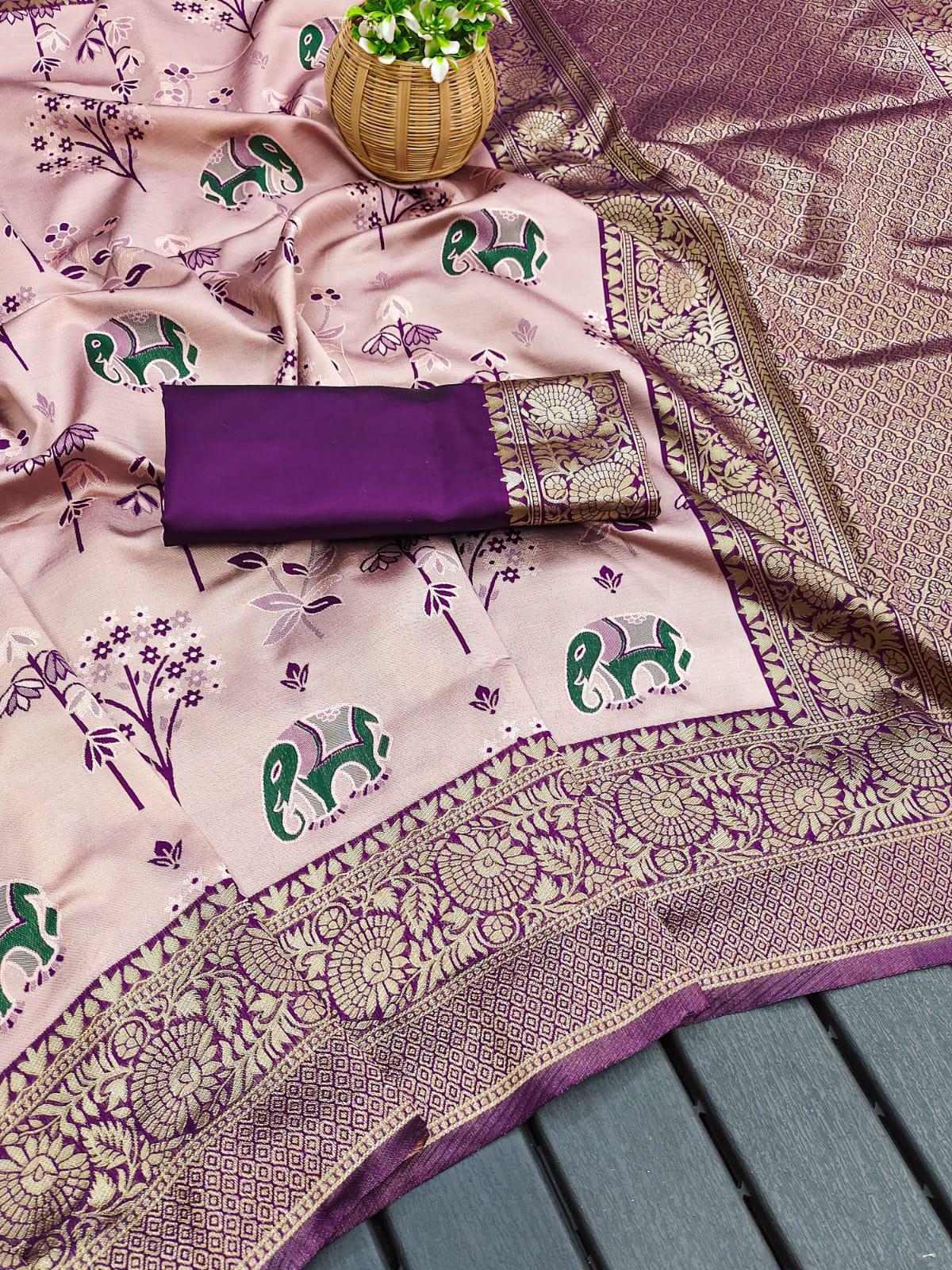 Snappy Lavender Soft Silk Saree With Preferable Blouse Piece