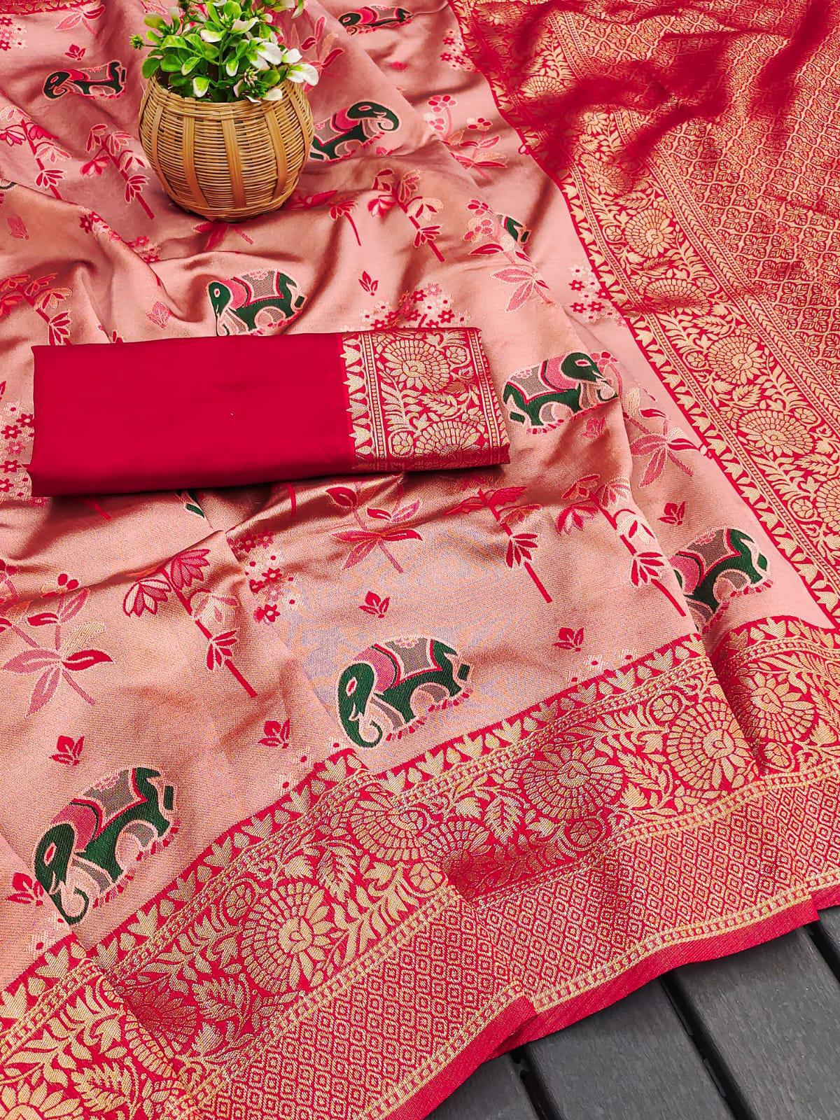 Designer Pink Soft Silk Saree With Transcendent Blouse Piece