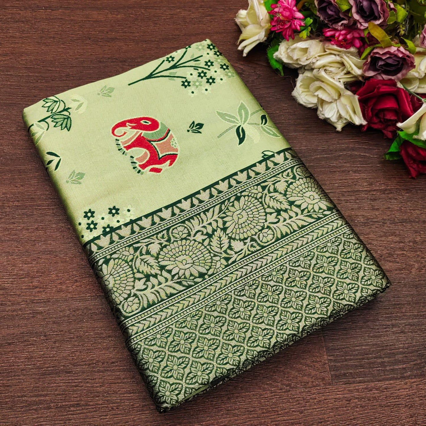 Preferable Pista Soft Silk Saree With Transcendent Blouse Piece