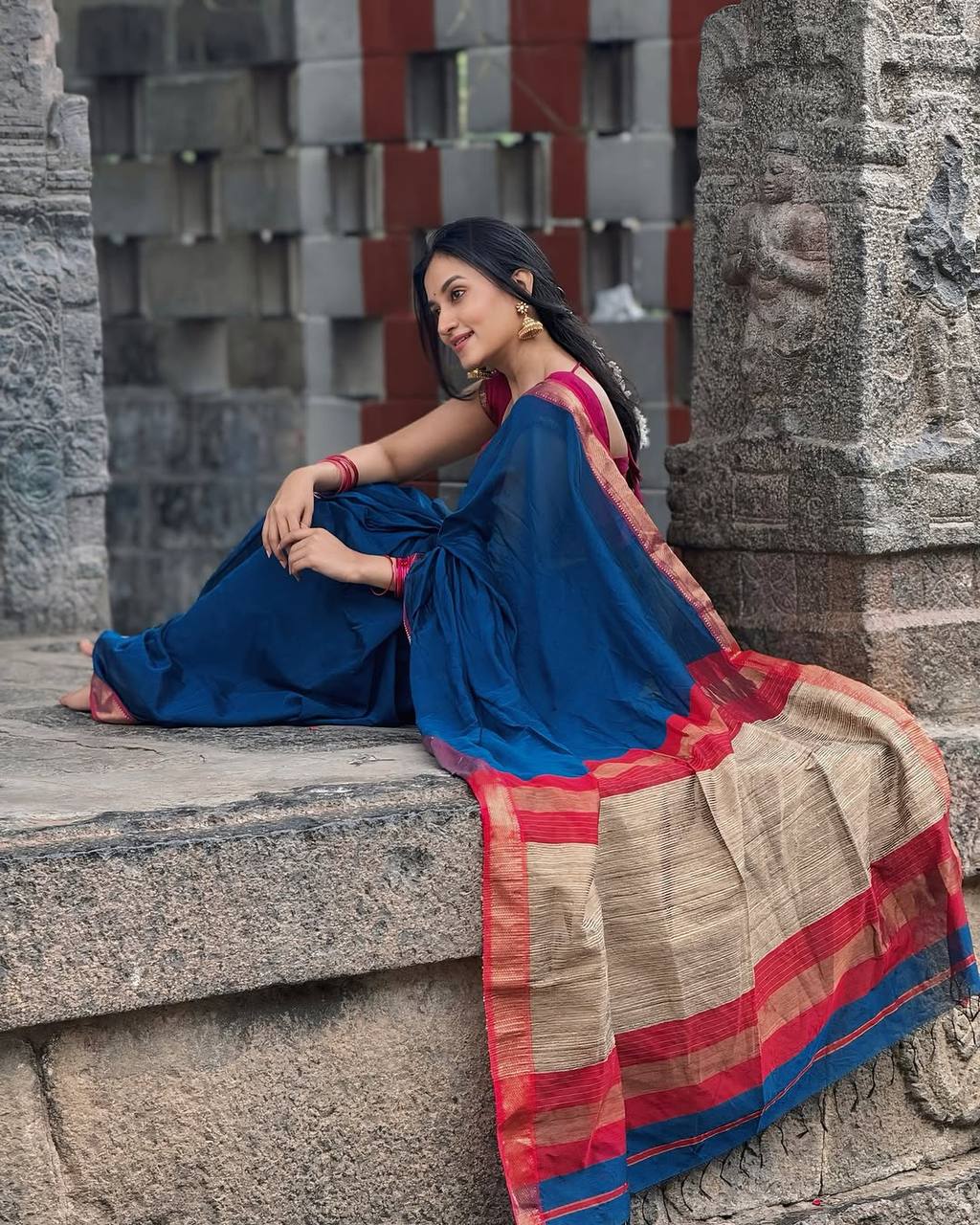 Ratatouille Blue Soft Silk Saree With Wonderful Blouse Piece