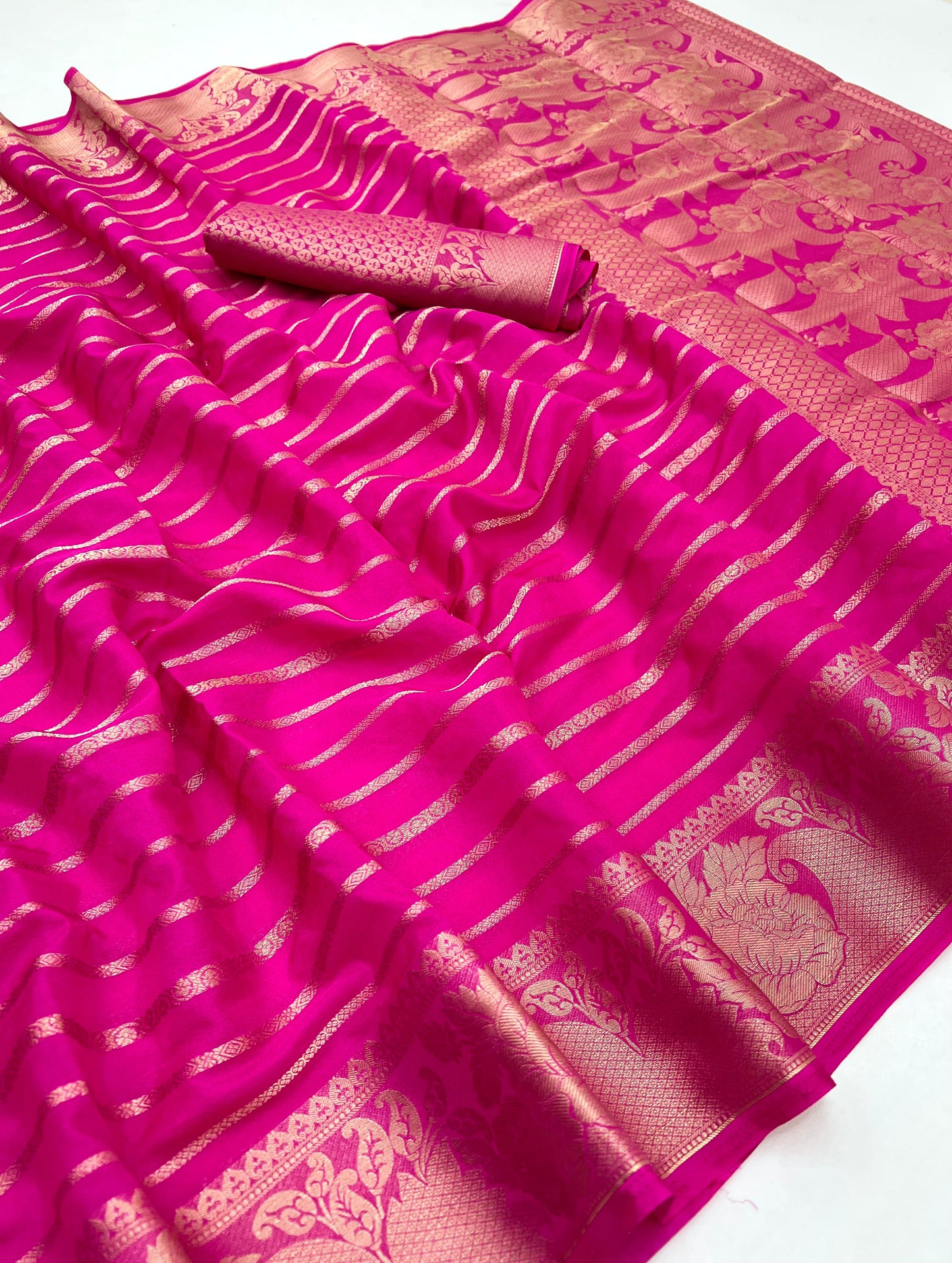 Effervescent Pink Georgette Saree With Elision Blouse Piece