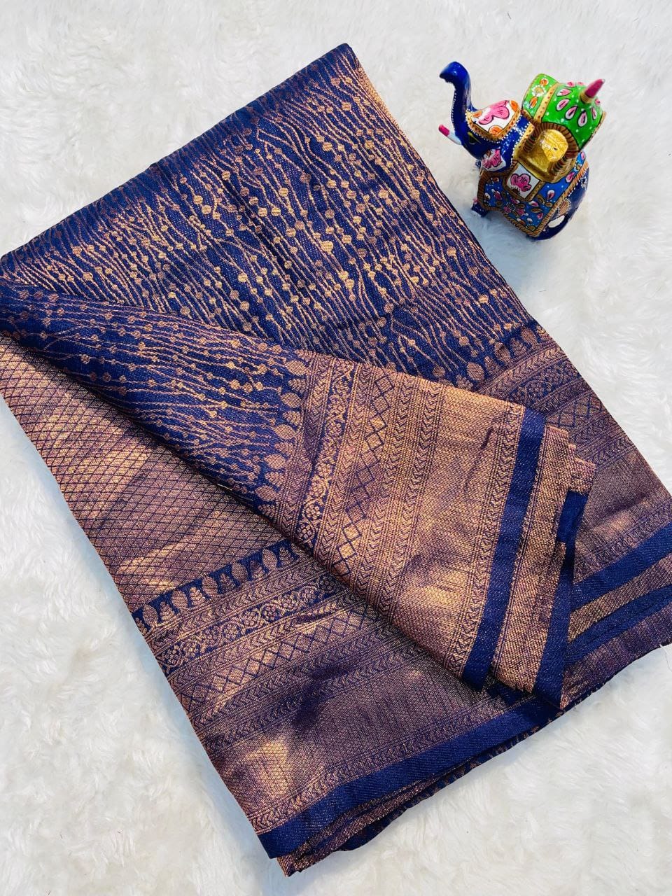 Moiety Blue Soft Silk Saree With Mellifluous Blouse Piece