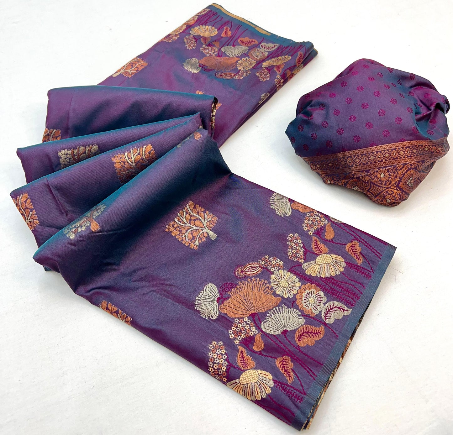 Charming Dark Lavender Soft Banarasi Silk Saree With Lassitude Blouse Piece