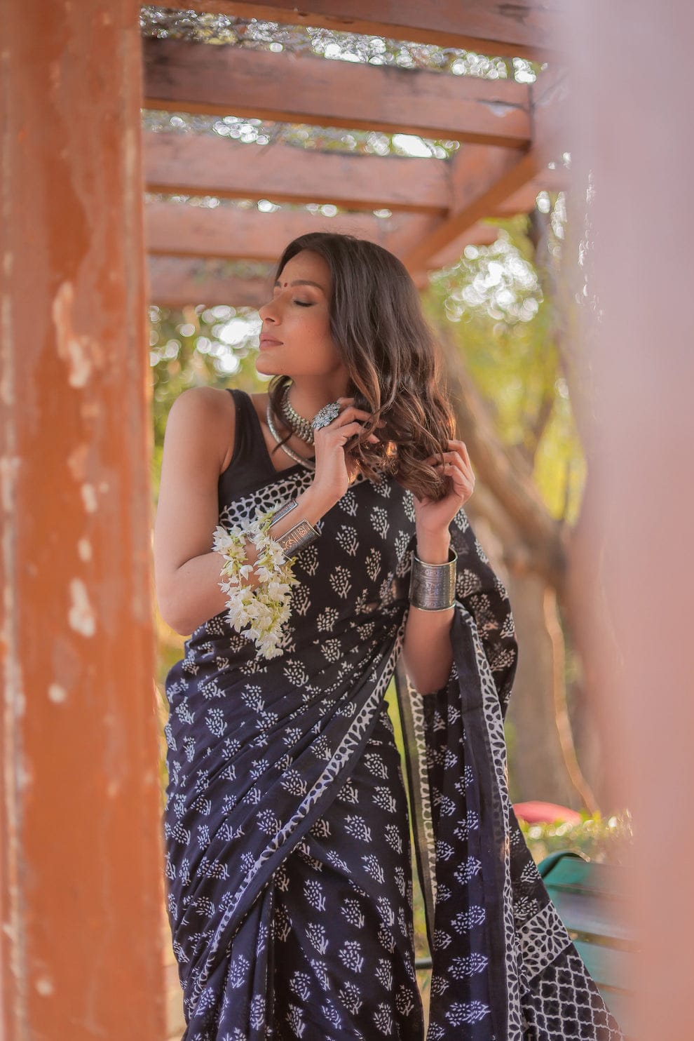 Unique 1-Minute Ready To Wear Black Cotton Saree
