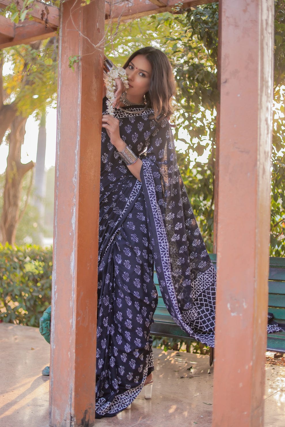 Unique 1-Minute Ready To Wear Black Cotton Saree