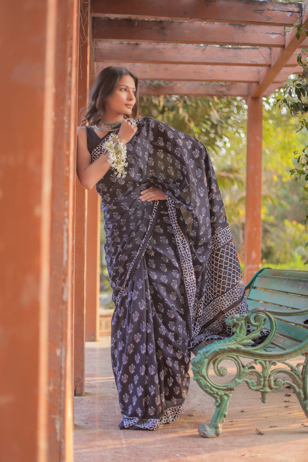 Unique 1-Minute Ready To Wear Black Cotton Saree