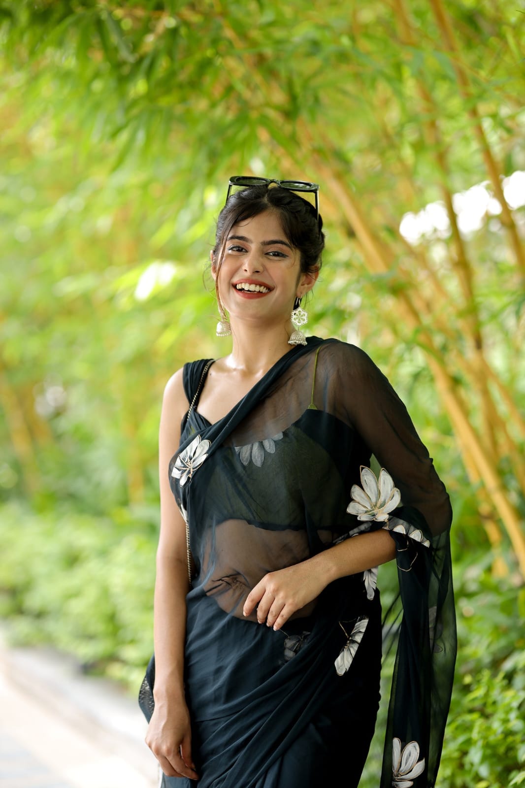 Tempting 1-Minute Ready To Wear Black Georgette Saree