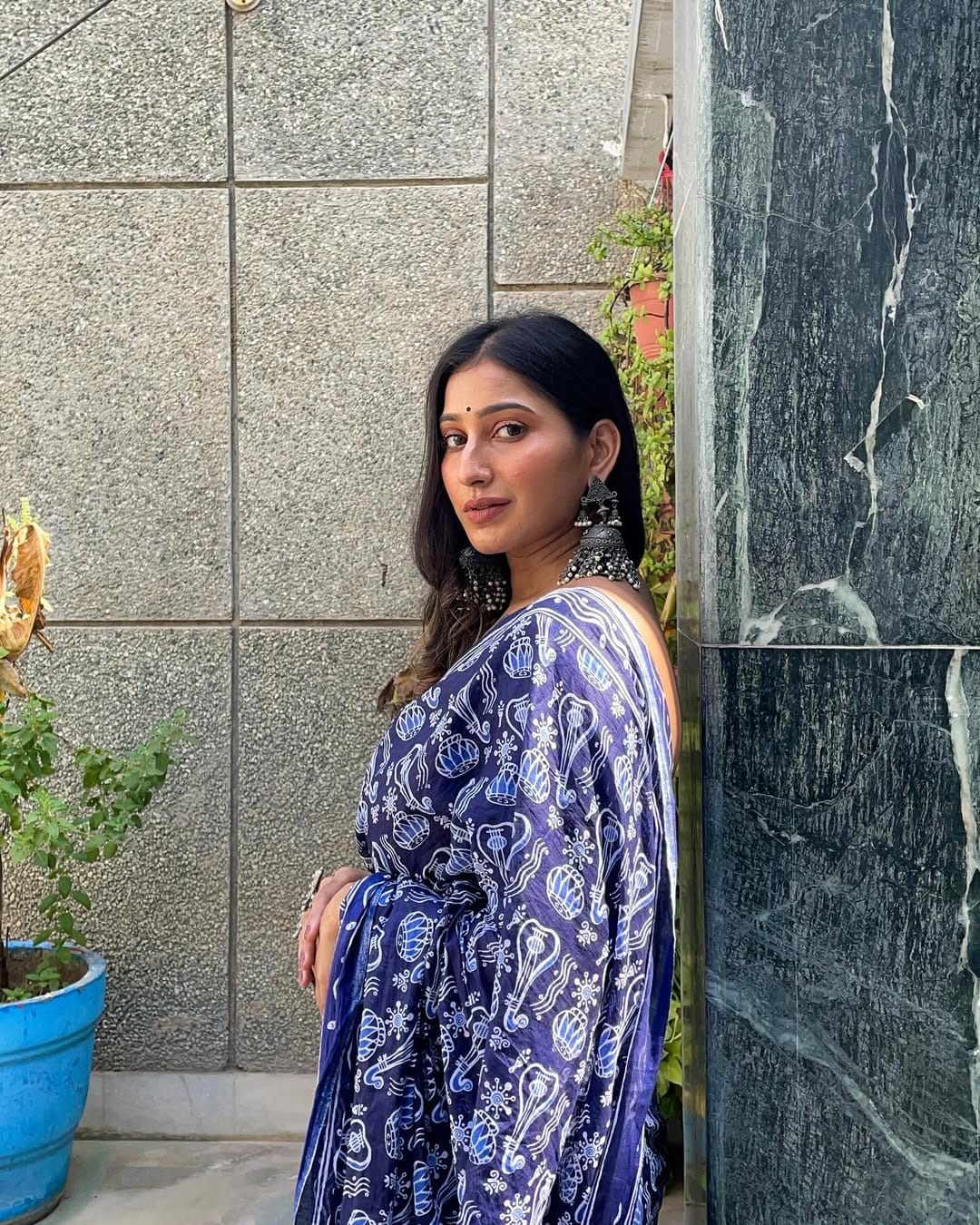 Beautiful 1-Minute Ready To Wear Blue Cotton Saree