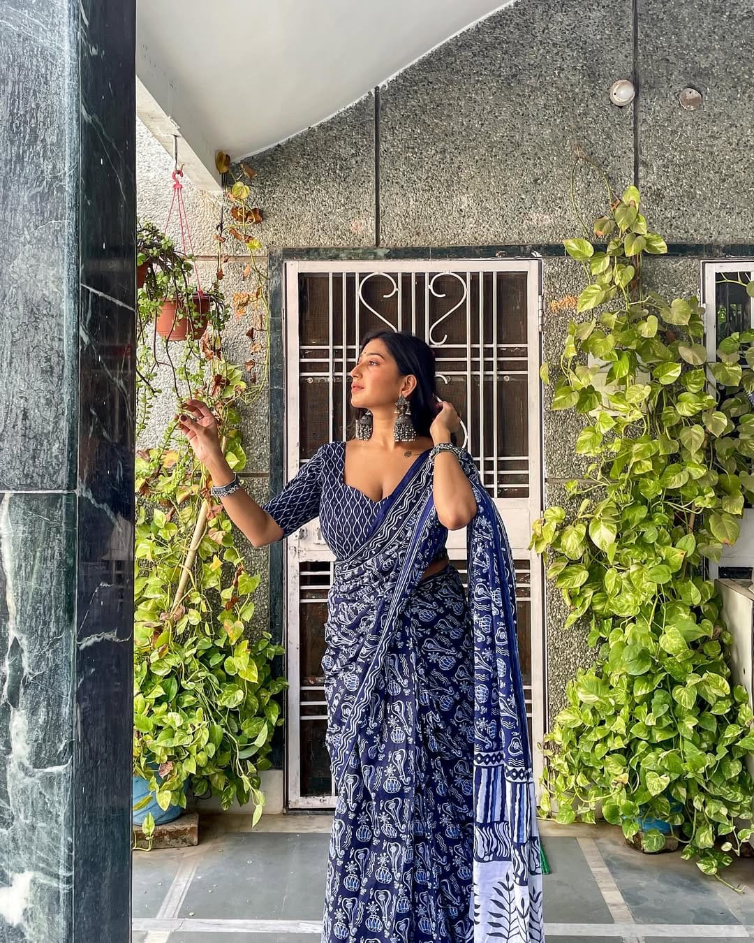 Beautiful 1-Minute Ready To Wear Blue Cotton Saree