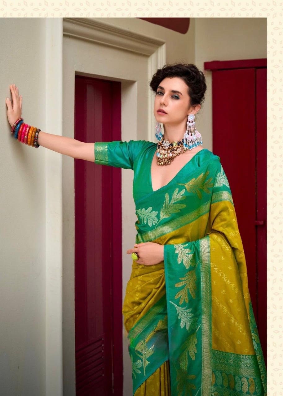 Majesty Yellow Soft Banarasi Silk Saree With Angelic Blouse Piece