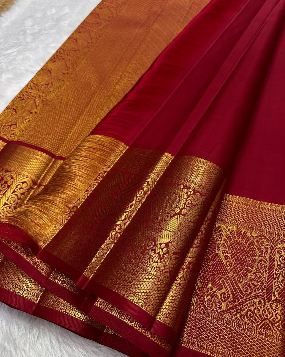 Mesmeric Maroon Soft Banarasi Silk Saree With Opulent Blouse Piece