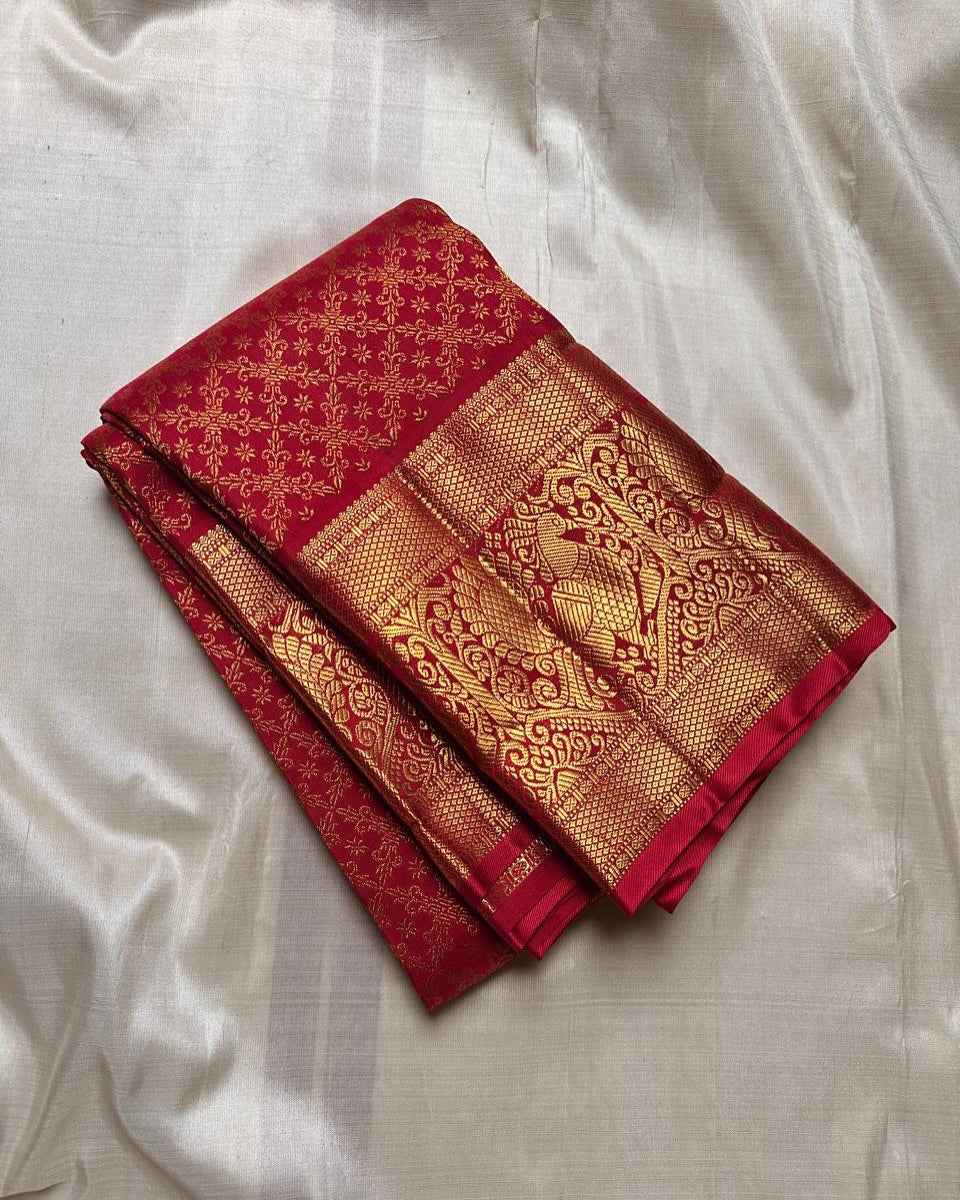 Mesmeric Maroon Soft Banarasi Silk Saree With Opulent Blouse Piece