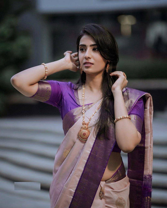 Marvellous Baby PInk Soft Banarasi Silk Saree With Unique Blouse Piece