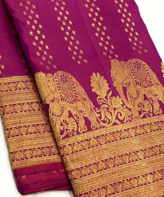 Desirable Dark Pink Soft Banarasi Silk Saree With cBlouse Piece