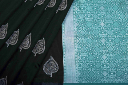 Unique Black Banarasi Silk Saree With Classic Blouse Piece