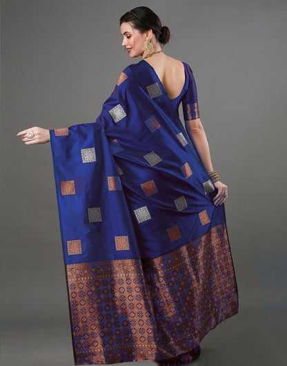Vibrant Blue Soft Banarasi Silk Saree With Glowing Blouse Piece