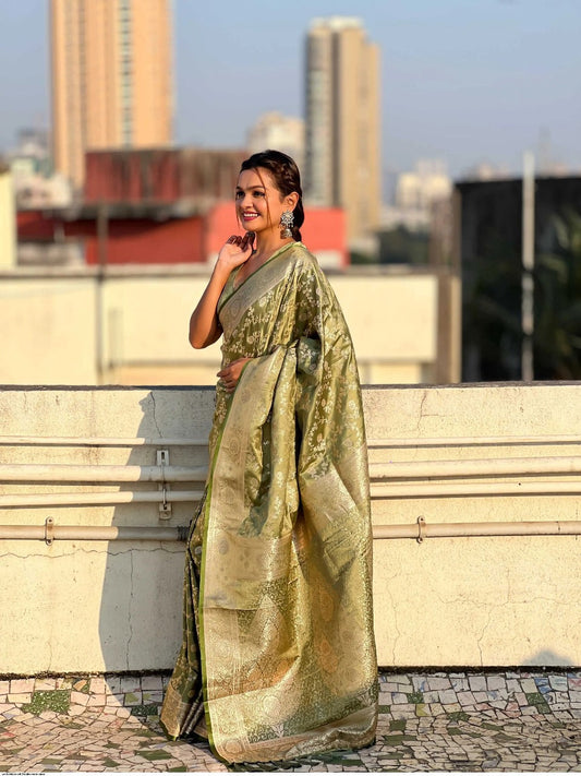 Susurrous Green Soft Silk Saree With Prodigal Blouse Piece