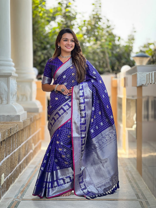 Effervescent Royal Blue Soft Silk Saree With Lovely Blouse Piece