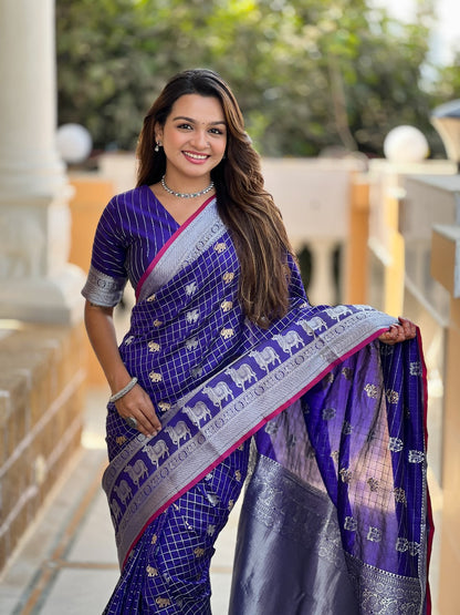 Effervescent Royal Blue Soft Silk Saree With Lovely Blouse Piece