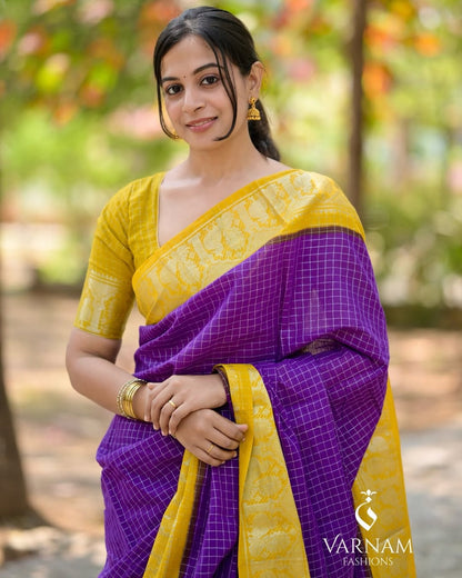 Sonorous Purple Soft Silk Saree With Majestic Blouse Piece