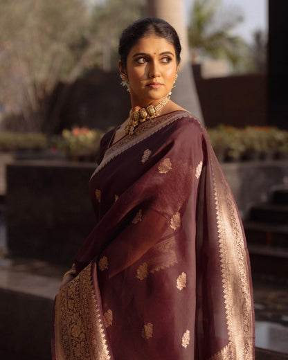 Beautiful Wine Soft Silk Saree With Sizzling Blouse Piece