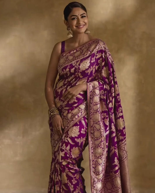 Amazing Purple Soft Banarasi Silk Saree With Surpassing Blouse Piece  27 Reviews