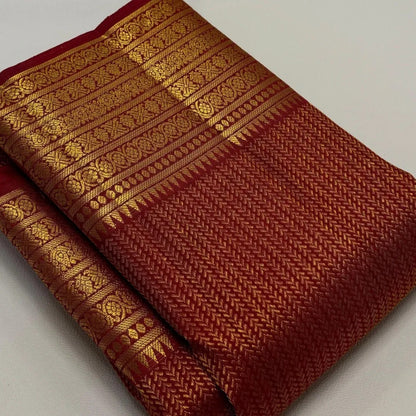 Designer Red Soft Banarasi Silk Saree With Impressive Blouse Piece