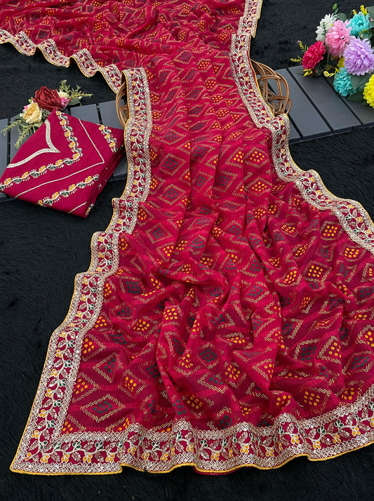 Demure Pink Cotton Silk Saree With Prettiest Blouse Piece