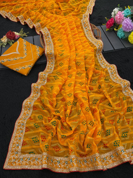 Desirable Yellow Cotton Silk Saree With Prettiest Blouse Piece