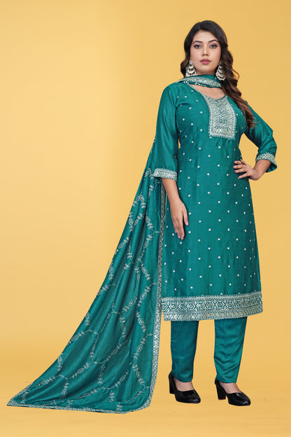 Enchanting Teal Green Embroidered Salwar Suit Set
