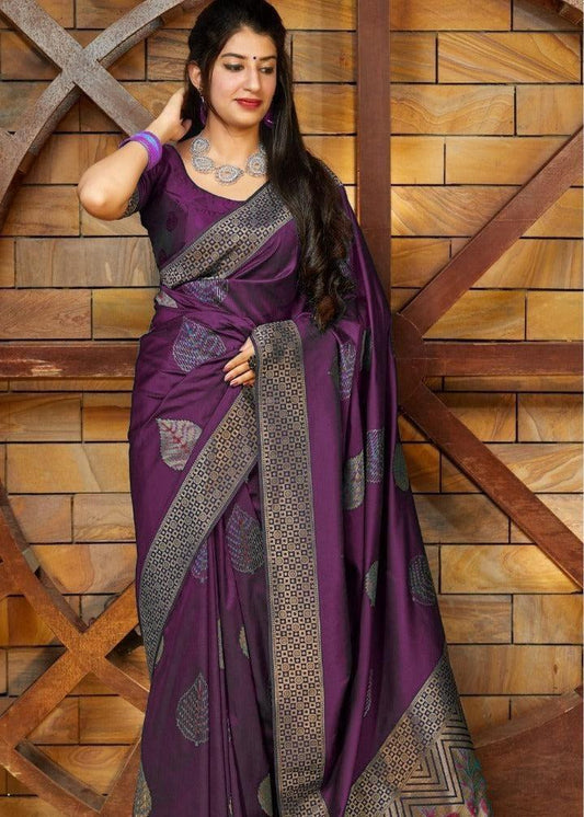 Transcendent Purple  Soft Silk Saree With Supernal Blouse Piece