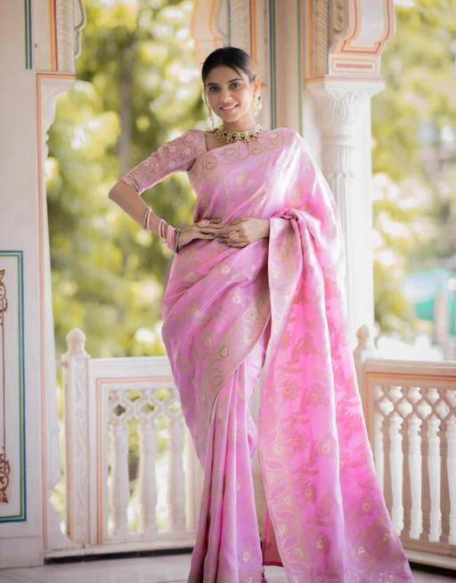 Lassitude Baby Pink Soft Silk Saree With Devastating Blouse Piece
