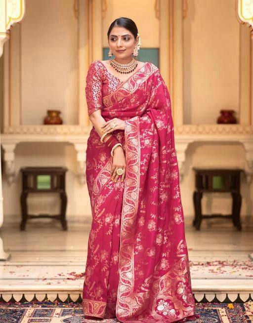 Radiant Dark Pink Soft Silk Saree With Nectarous Blouse Piece